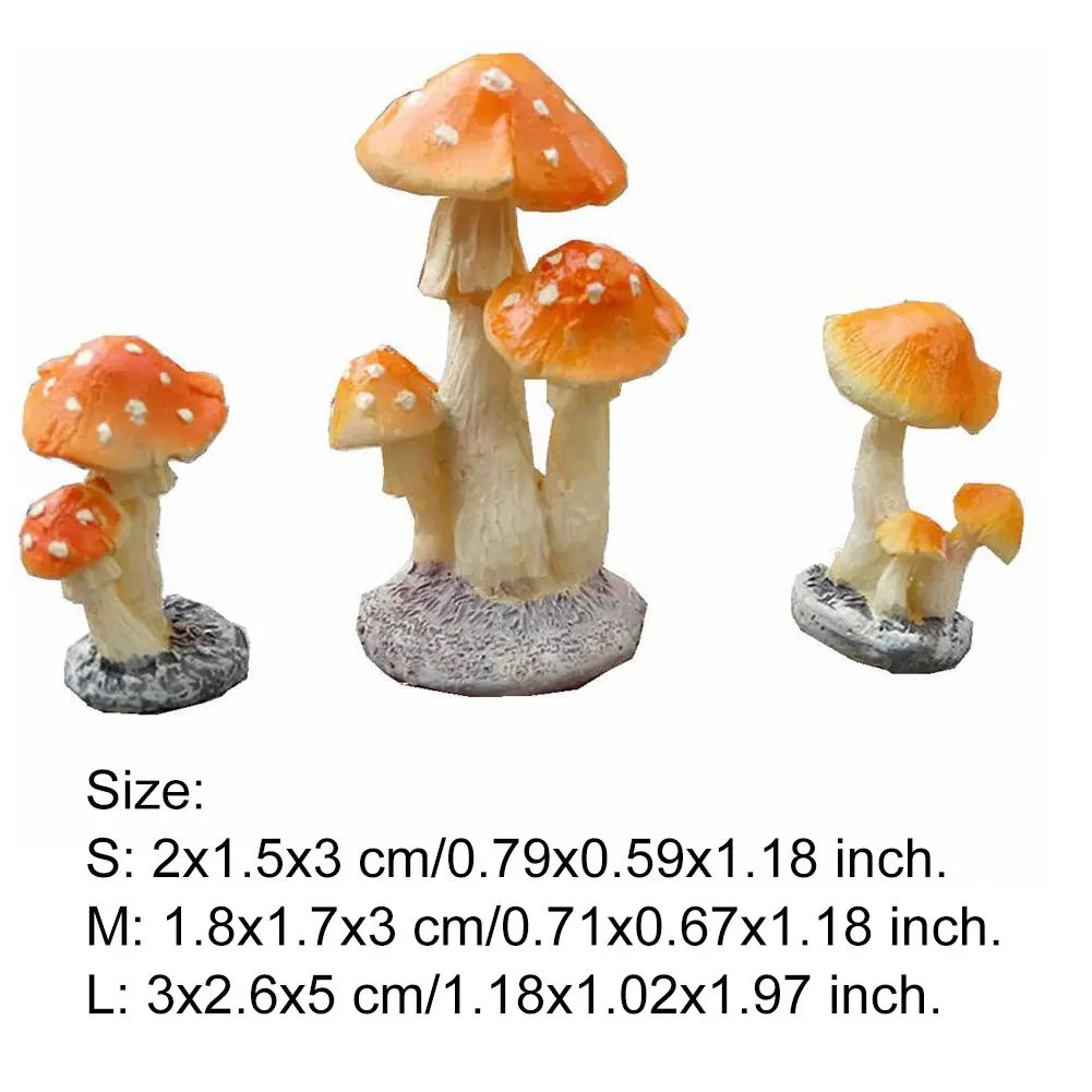 

Mushroom Ornaments Resin Miniature Garden Micro Landscape Mushroom Sculpture 3PCS Artificial Crafts Fairy Garden Stakes