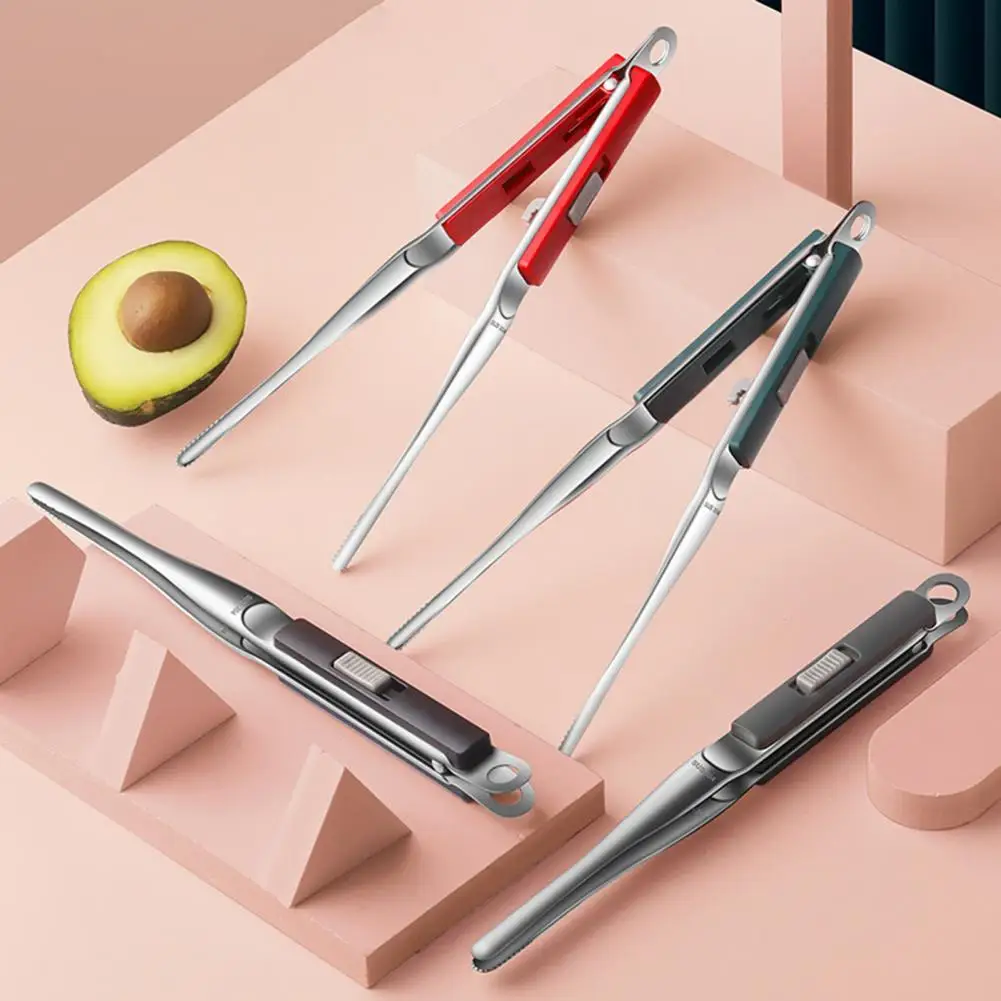 

50%HOTFood Tongs Easy to Operate Long Handle 304 Stainless Steel Cooking Buffet Clip for Kitchen