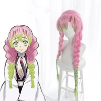kanroji mitsuri wig kimetsu no yaiba demon slayer cosplay pink synthetic heat resistant hair kanroji mitsuri cosplay