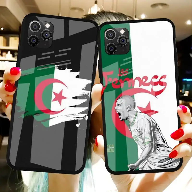 

Algeria Flag Phone Case Tempered Glass For Iphone6plus 6S 7 7plus 8 X XS XSmax XR 11 12 Pro Max 12mini