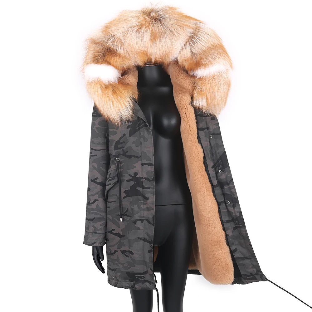 2021 Waterproof Long Parka female Real Fur Coat Winter Jacket Women Warm Thick Natural Fox Fur Collar Outerwear Streetwear