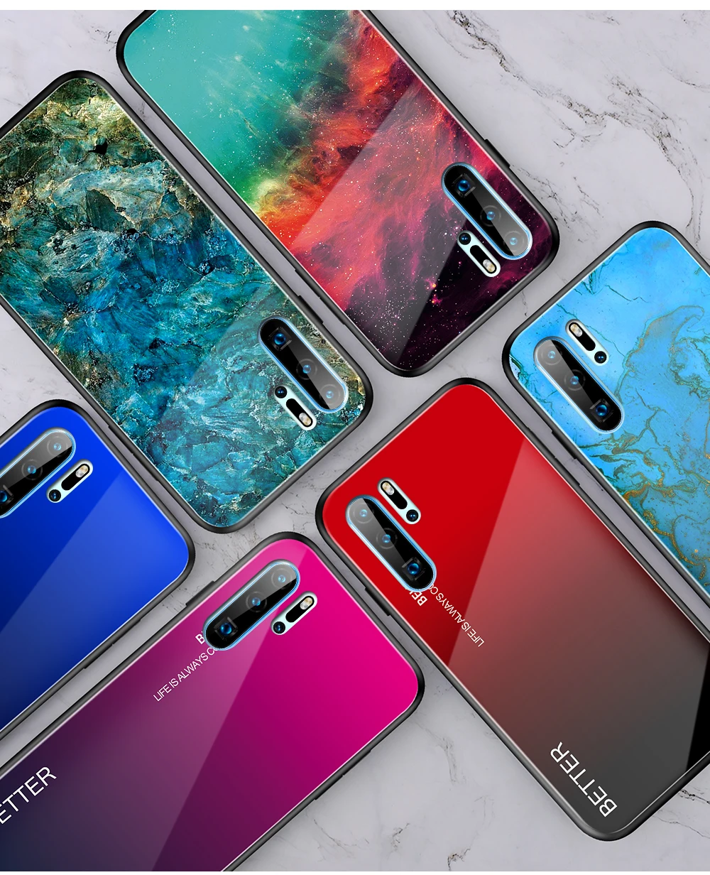 

Gradient Tempered Glass Case For Huawei Y9 PRIME Y6 Pro 2019 P Smart Plus Z 2019 Phone Back Cover For Huawei P30 Pro P20 Lite