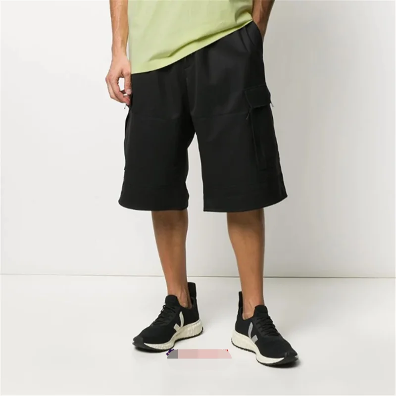 Men's Casual Shorts Wide Leg Pants Summer New Black Elasticated Waist Fashion Loose Youth Urban Trend Straight Leg Shorts