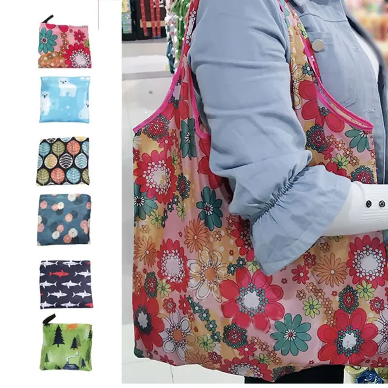 

Waterproof Durable Stylish Foldable Eco-friendly Waterproof Floral Shopping Tote Grocery Bag Pouch