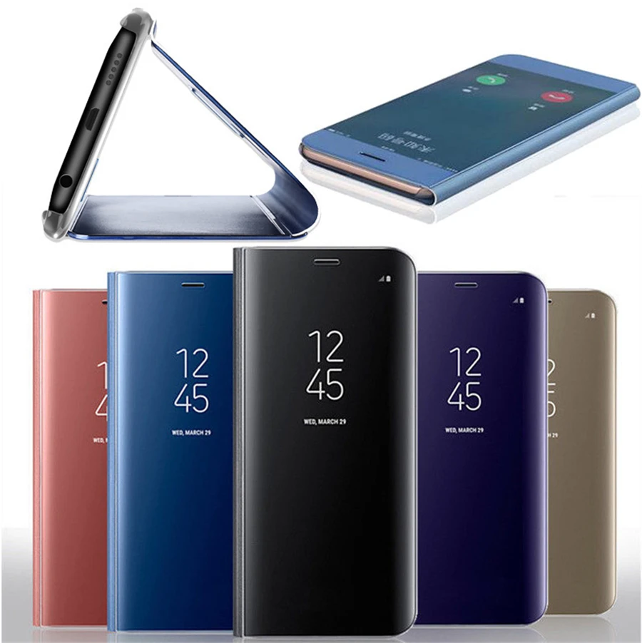 Умный зеркальный флип чехол для телефона Samsung Galaxy S20 U S9 S8 S10 Plus S7 Edge прозрачный A3 A5 A7
