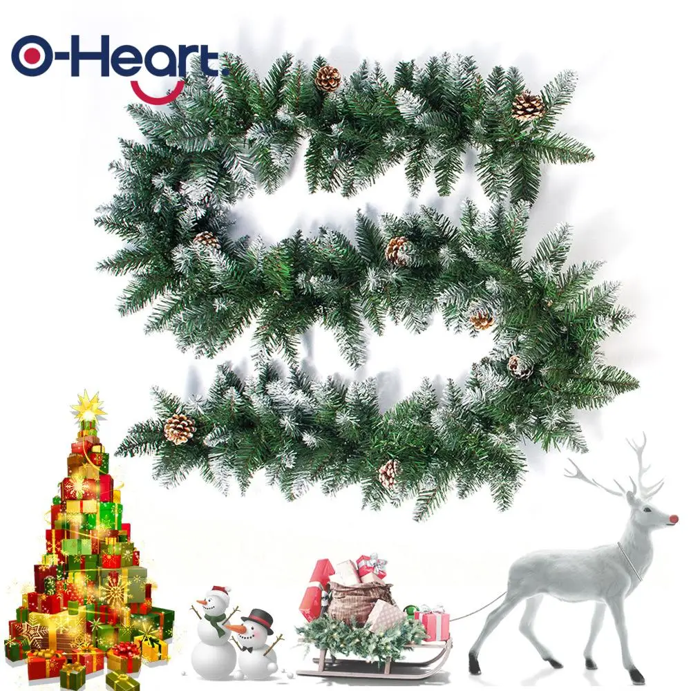Рождественская гирлянда OHEART 2 7 м сосновый конус белый снег Елочное украшение