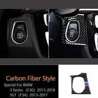 carbon fiber car start engine button frame cover stickers for bmw f30 320i f34 gt 3 series car accessories