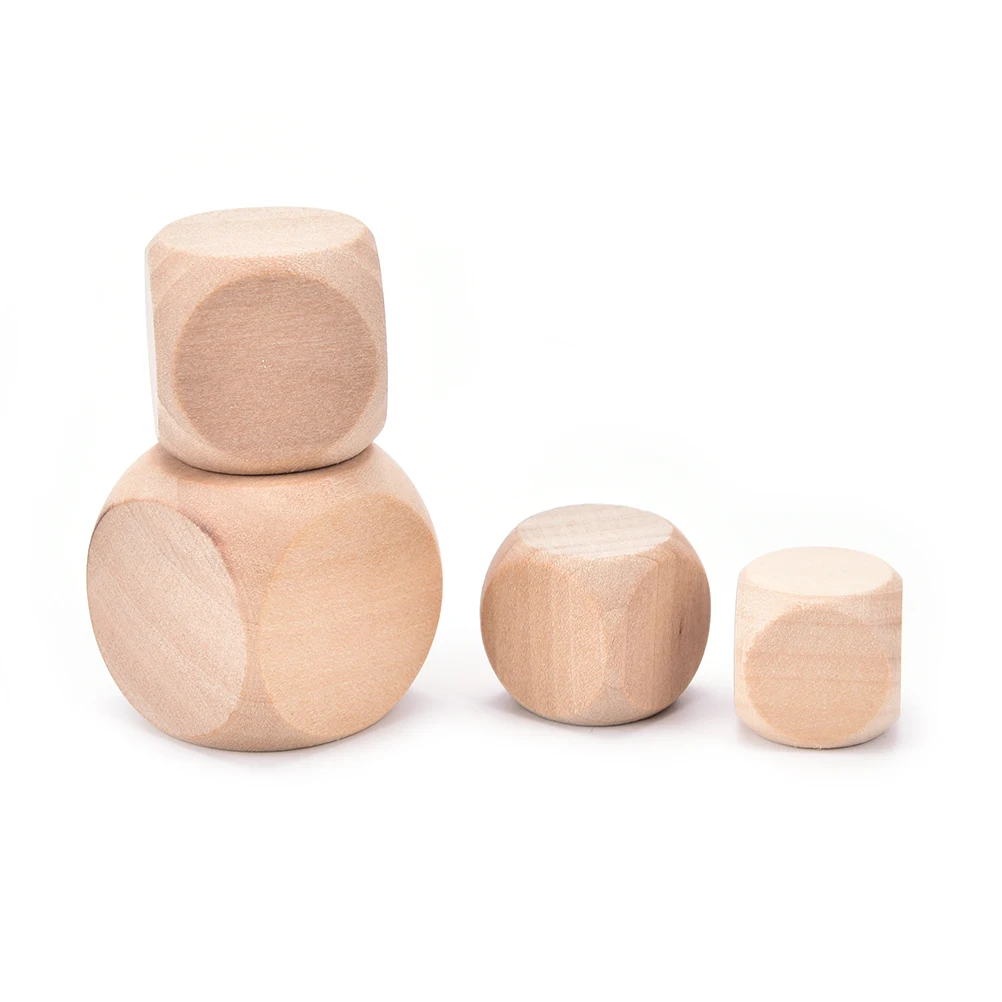 

1PCS New 6 Sided Dice 18mm 20mm 25mm 30mm Original Wood Dice Blank Faces for printing engraving Kid Toys Game