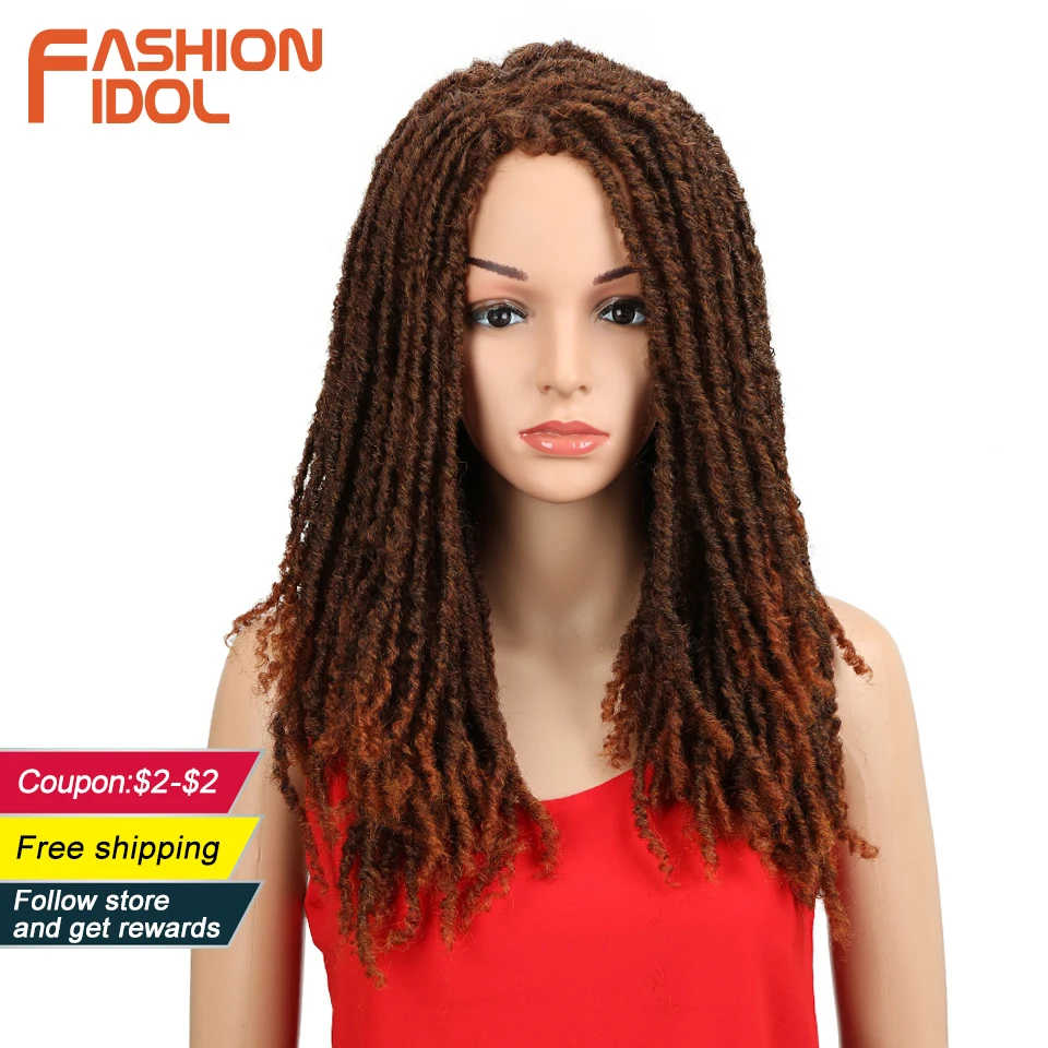 

FASHION IDOL 22 Inch Synthetic Wigs For Black Women Crochet Braids Twist Jumbo Dread Faux Locs Hairstyle Long Afro Brown Hair