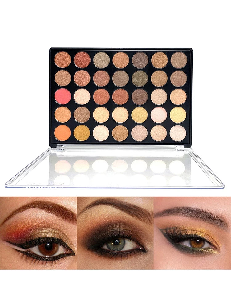 

35 Colors Matte Pearlescent Eyeshadow Ich Colors Long-lasting Waterproof Intensely Pigmented Eyeshadow Palette Smoky Makeup