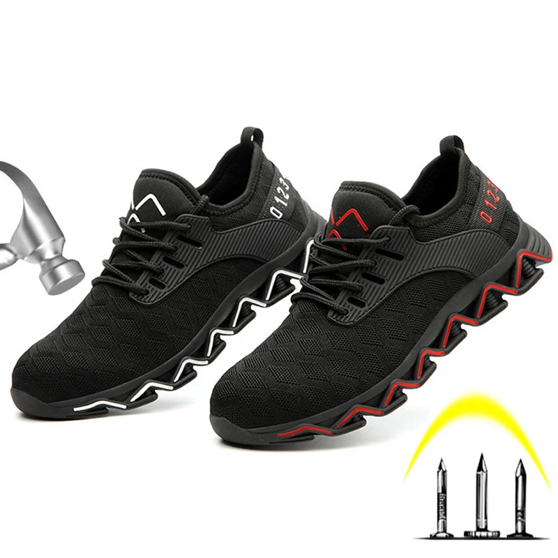 

New Men's Safety Work Boots Breathable Flying Woven Anti-Smashing Anti-Puncture Work Shoes Fashion Casual Safety Boots