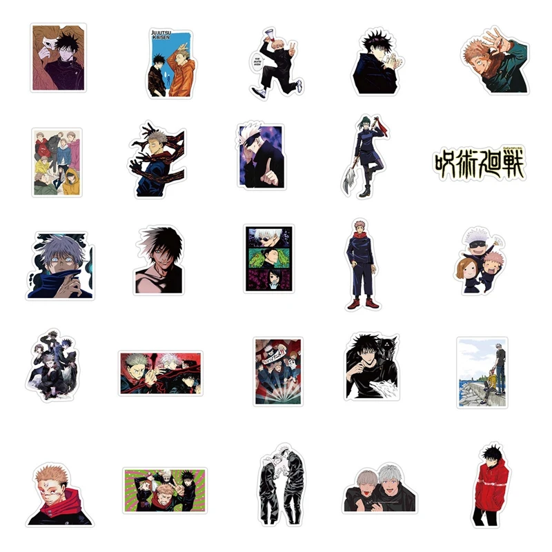 

50pcs Anime Jujutsu Kaisen Sticker Yuji Itadori Satoru Gojou Stickers Waterproof Decals Skateboard Sticker For Laptop Suitcase