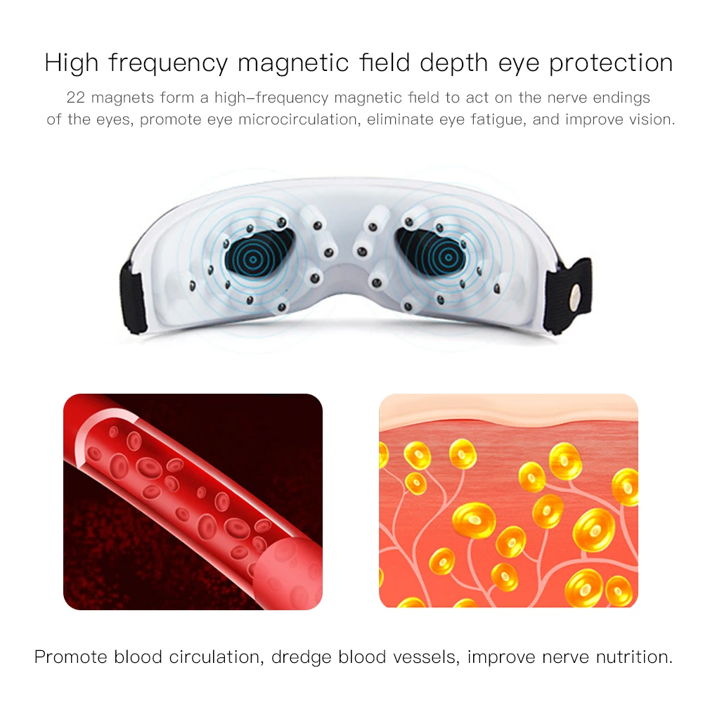

Wireless Electric Eye Massager Heating Therapy Acupuncture Points Vibration Magnetic Reduce Dark Circles Eyewear Glasses