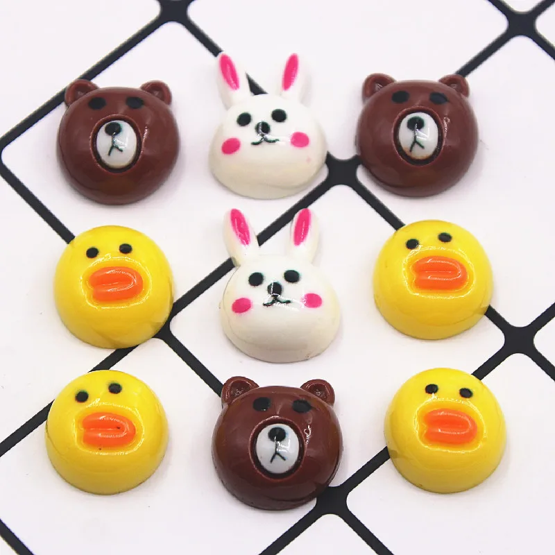 

10PCS Transparent/solid color Cute Mix Duck/Bear/rabbit Flat back Resin Cabochons Scrapbooking Decoration Accessories