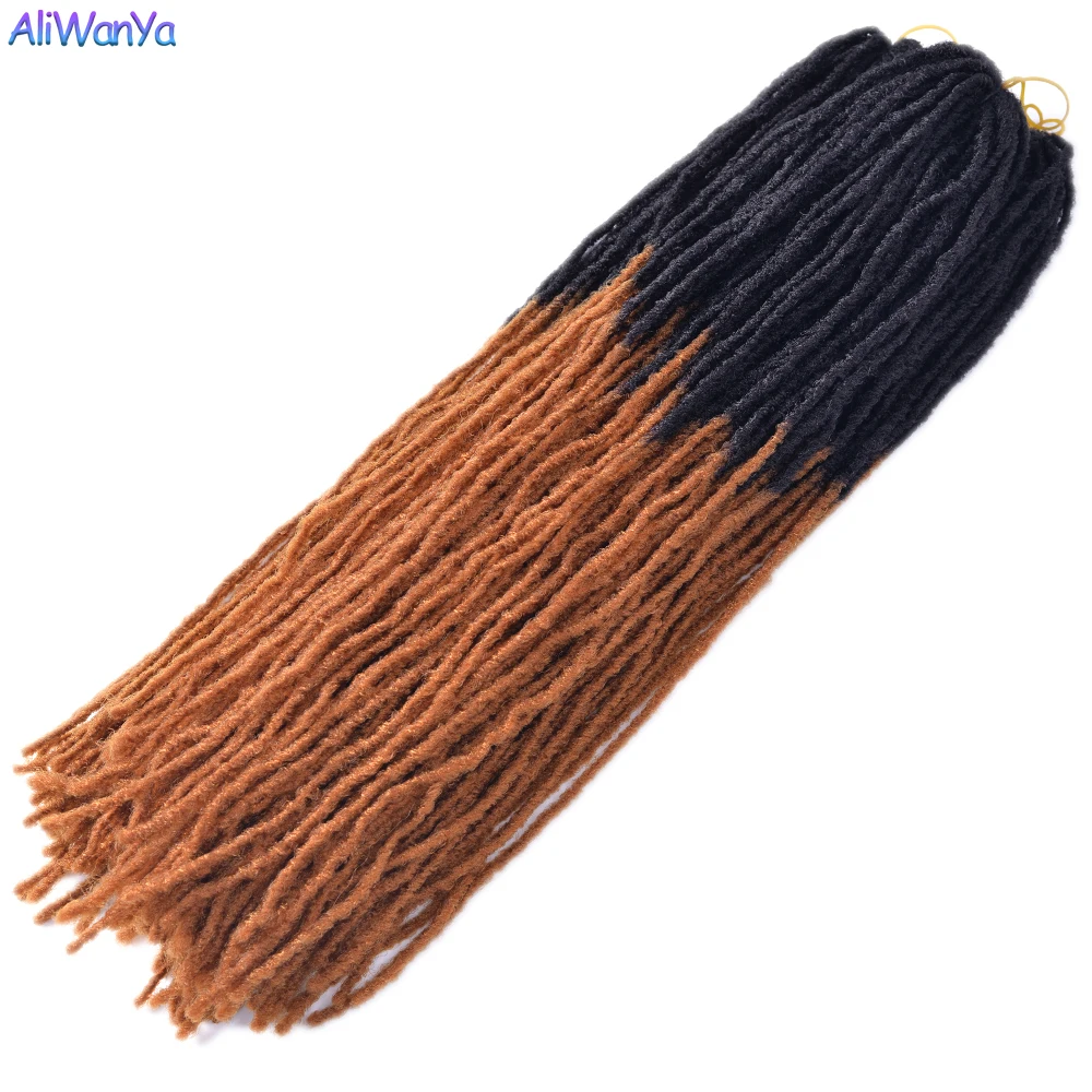 

18Inch Sister Locks Afro Crochet Braids Synthetic Straight Faux Locs Braiding Hair Extention Ombre Blonde Brown Bug Aliwanya