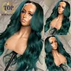 Topnormantic темно-зеленый цвет тела волны парики Preplucked Hairline бразильский Remy человеческие волосы 13x 6 кружевные передние парики для женщин