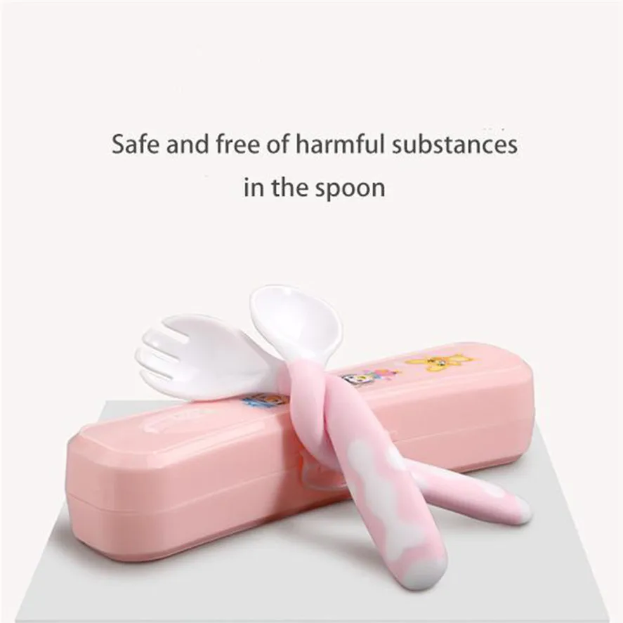 New Spoon Dinnerware Set 2pc/1set Baby Feeding Training 2-In-1 Self-Feeding Tools Kitchen 1101#30 | Дом и сад