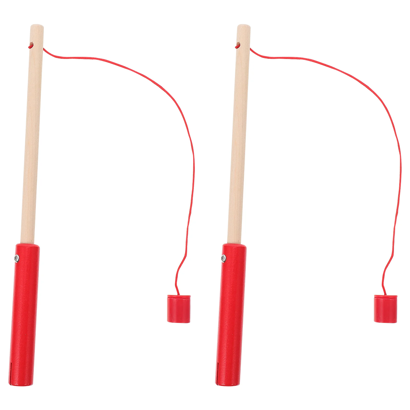 

2Pcs Wooden Fishing Toys Early Education Cognition Toys Fishing Playthings (Red)