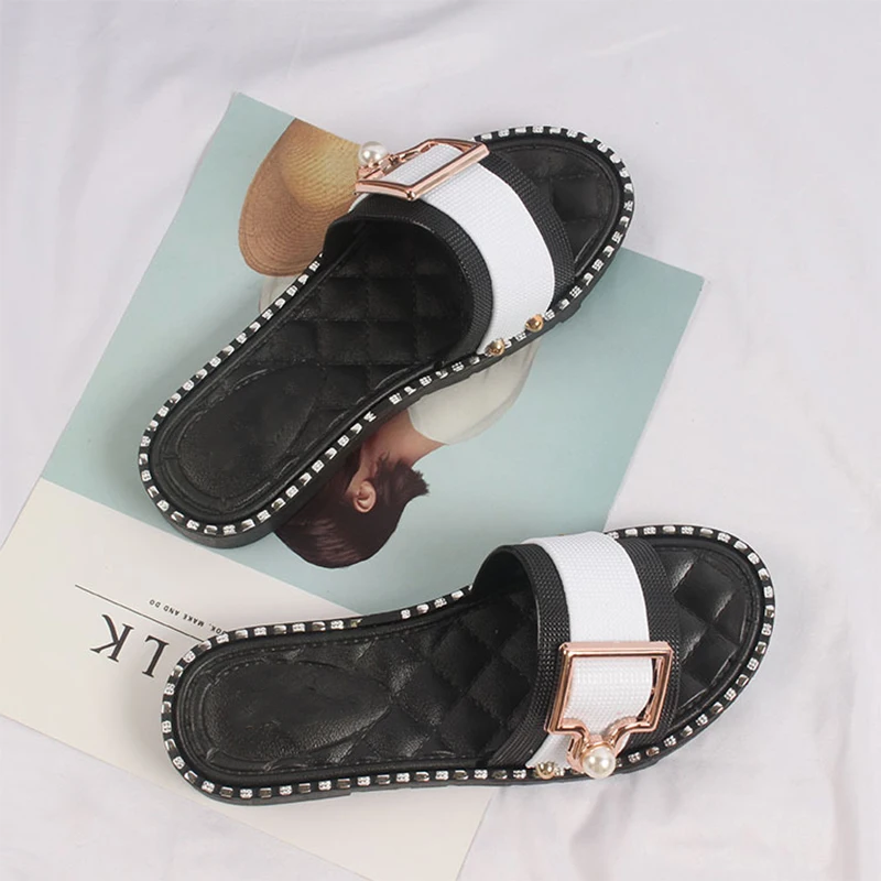 2020 летние женские шлепанцы Женская модная Нескользящая пляжная обувь на плоской