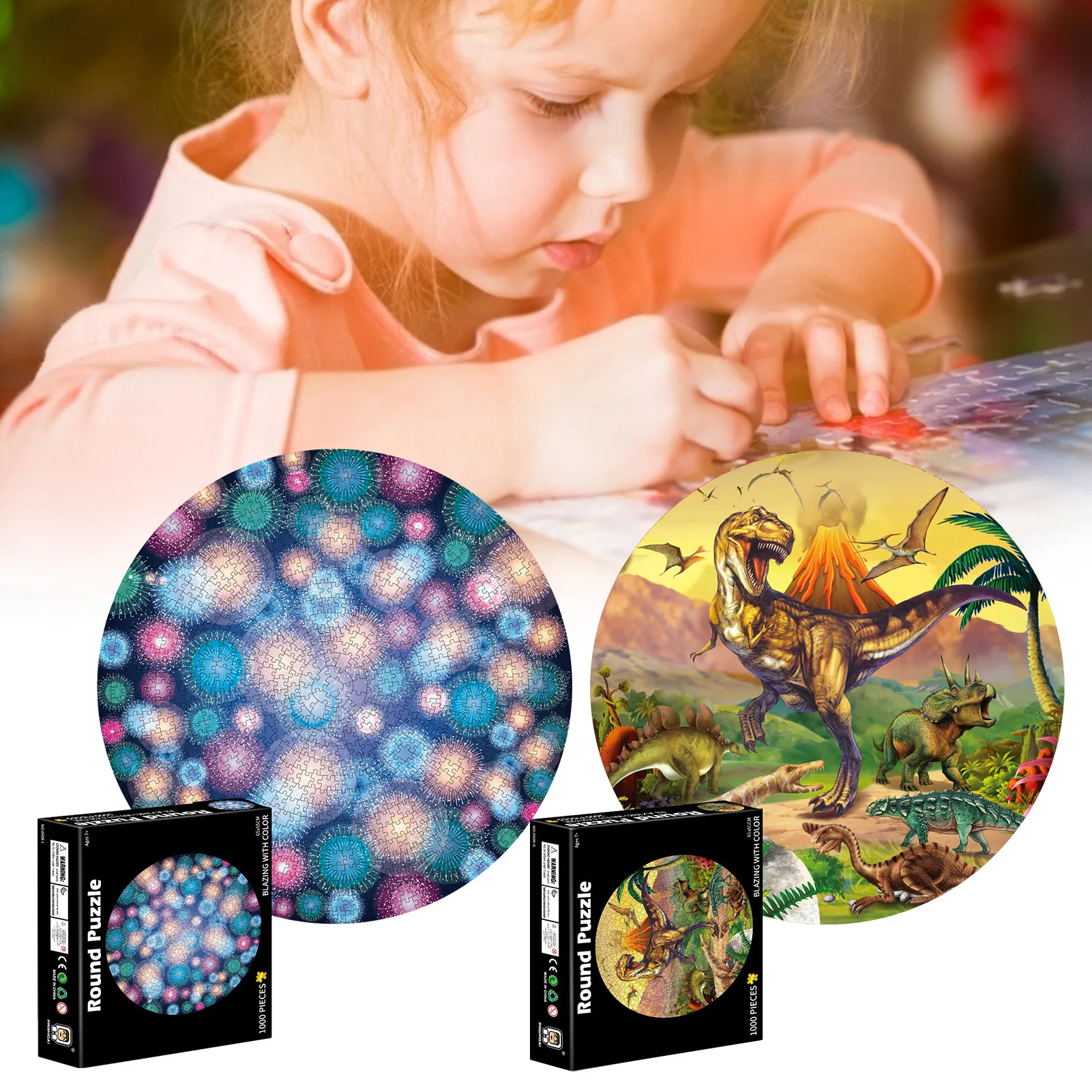 

Jigsaw Puzzles 1000 Piece Brain Teaser Dinosaur Round Puzzle Intellectual Games For Adults And Children