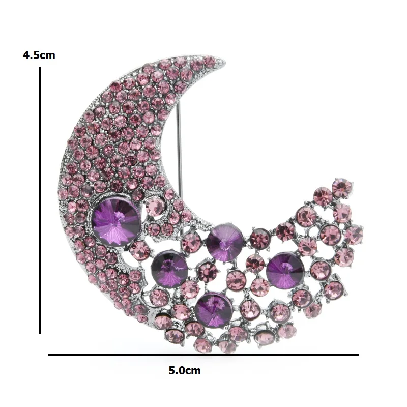 Wuli &amp baby фиолетово-белая Хрустальная брошь в виде Луны женская и Мужская форме