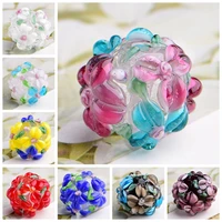 16mm round charms flower petals handmade lampwork glass loose beads for jewelry making diy crafts findings