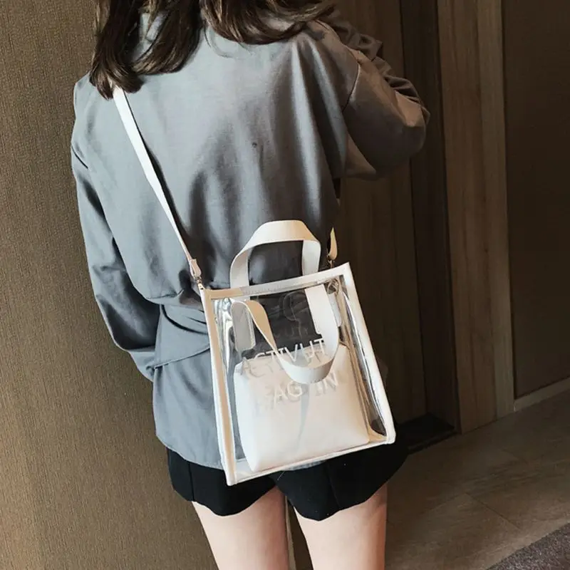 

50LD Clear Handlebag Shoulder Bag Candy Bag Creative Summer Beach Decor With Inner Bag For Women