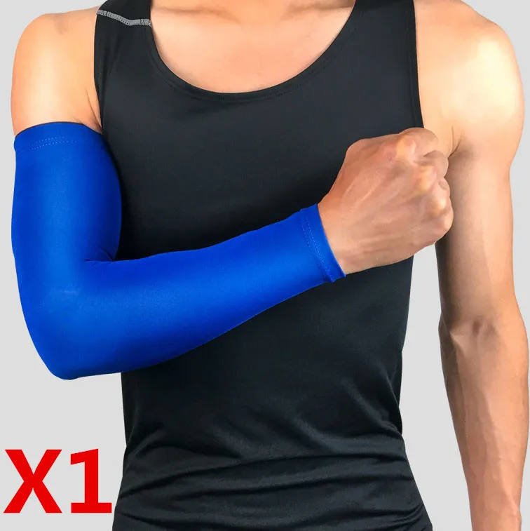 1 piece blue Баскетбольные нарукавники, велосипедные гетры для альпинизма, компрессионные налокотники, солнцезащитные УФ-защитные волейбольные Налокотники - Цвет: 1 piece blue