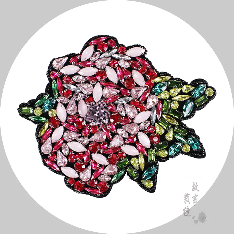 

large beaded embroidery patch flower leaf cartoon patches for hats bag badges applique patches for clothing CA-2938