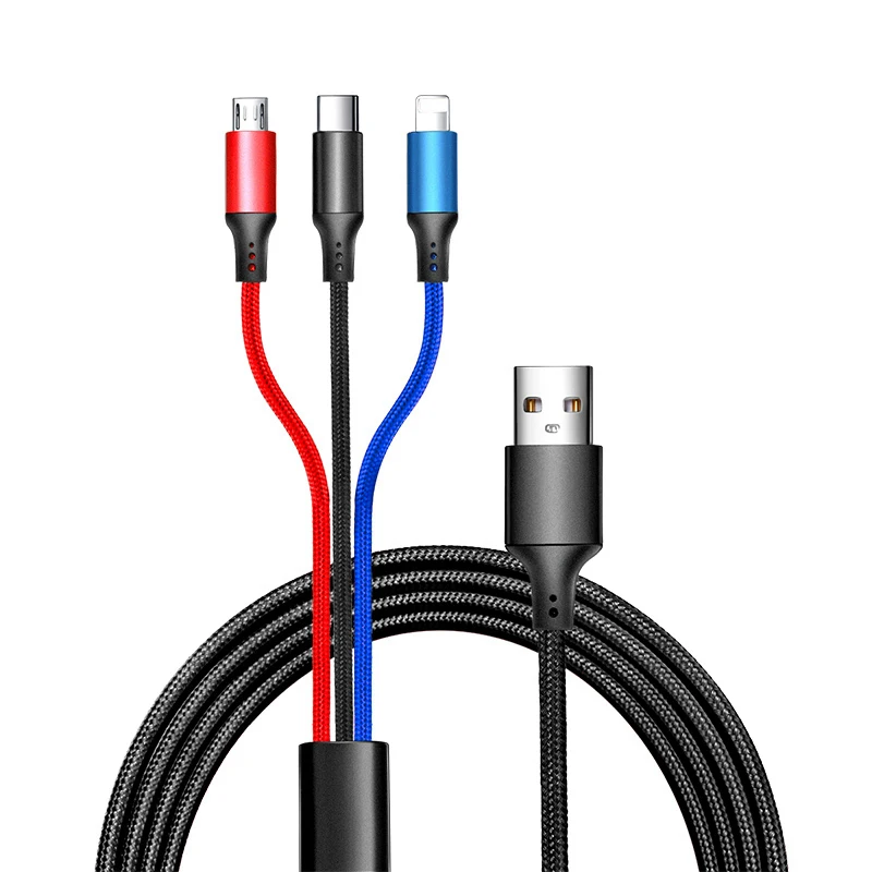 Three Primary Color NOHON 3 в 1 USB кабель для iPhone XS Max XR Lightning Кабель для мобильного телефона Micro usb type C зарядный кабель для Xiaomi зарядное устройство Шнур - Цвет: Three Primary Color