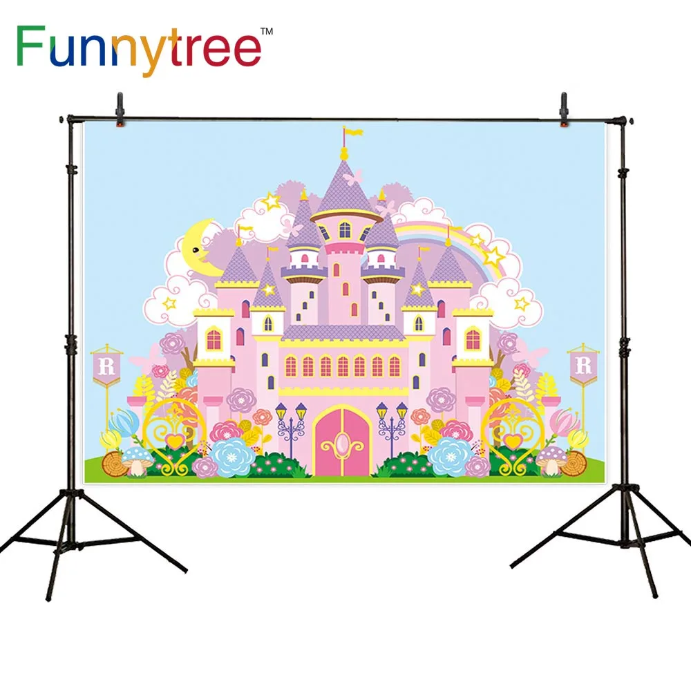 Funnytree фон для фотосъемки замок баннер Мультфильм Облако Радуга красочный