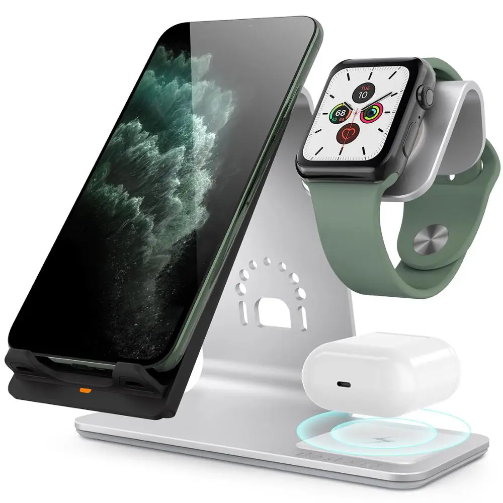 Bestand3 в 1 Алюминиевая Подставка для Apple iPhone X/8/XS/XR зарядная станция для Airpods watch Qi быстрая Беспроводная зарядная док-станция airpod
