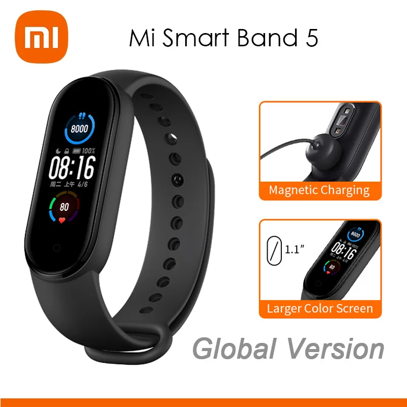 

Умный Фитнес-браслет Xiaomi Mi Band 5, 4 дюйма, AMOLED экран