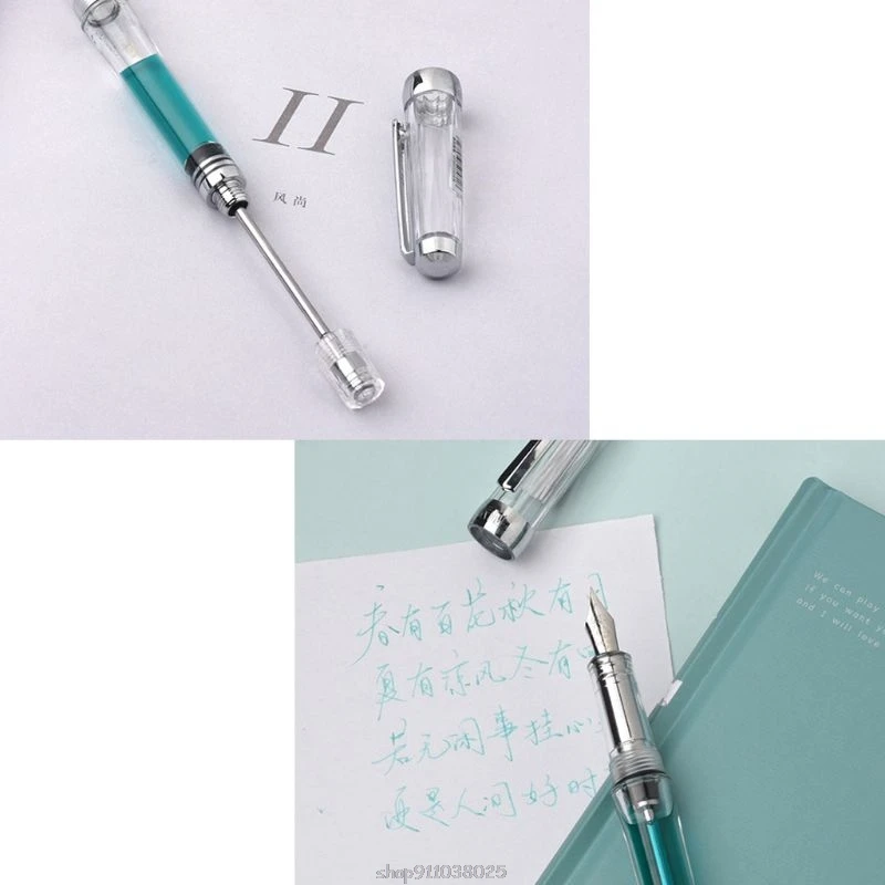 

Transparent Vacuum Negative pressure Fountain Pen EF/F Nib 0.38/0.5mm Ink Pen Business Gift Mar10 21 Dropship