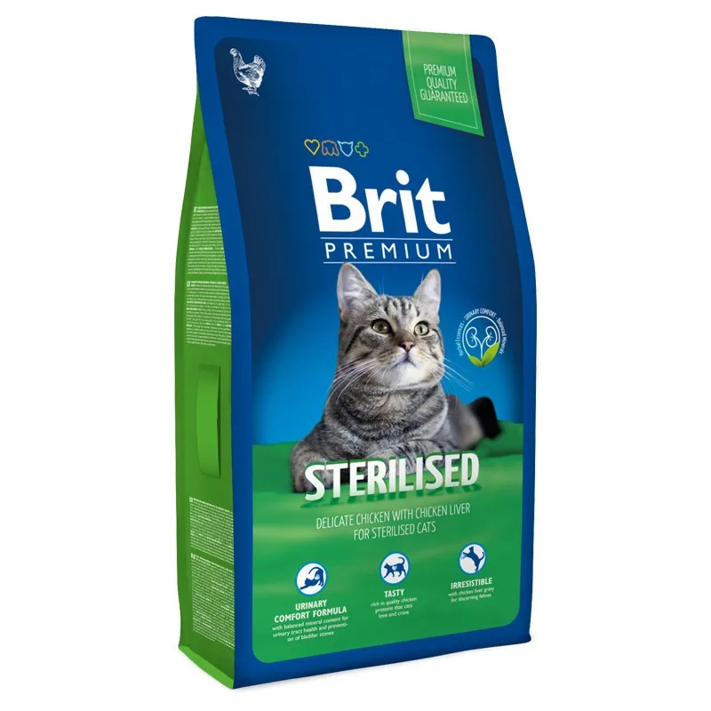 Brit Premium Cat Sterilized для стерилизованных кошек и кастрированных котов Курица 8 кг. | Дом