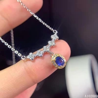 kjjeaxcmy fine jewelry 925 sterling silver inlaid natural sapphire lovely girl new pendant necklace support test