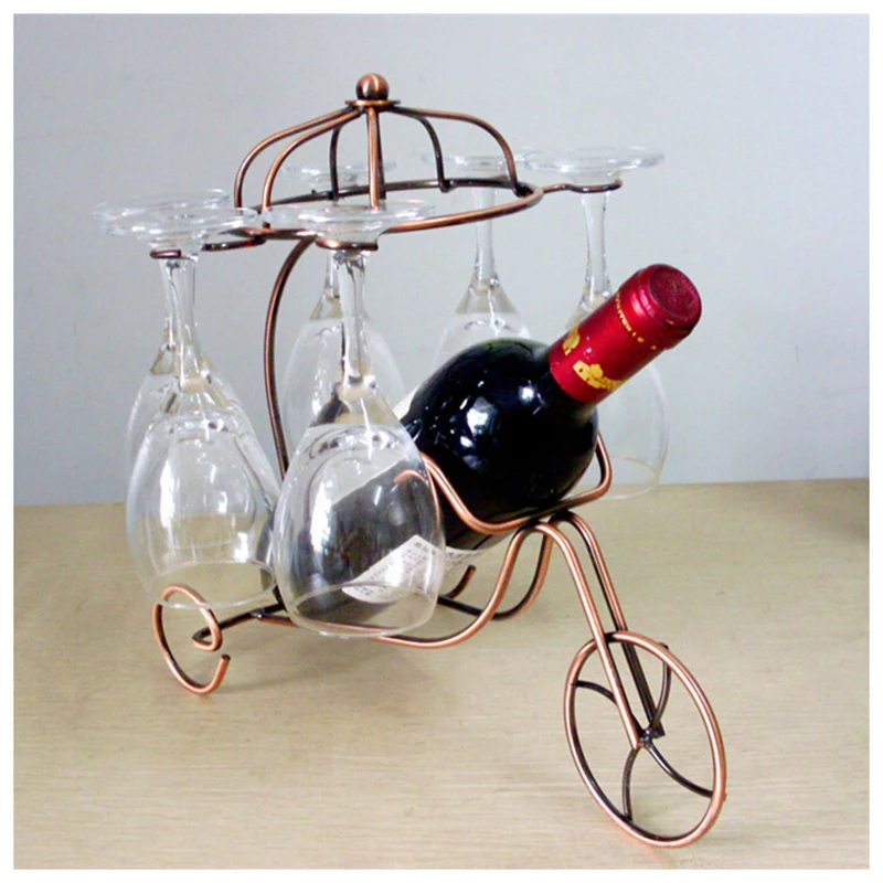 

Hot SV-New Delicate Red Wine Bottle Glasses Holder Hanging Upside Down Cup Goblets Display Rack (Bronze)