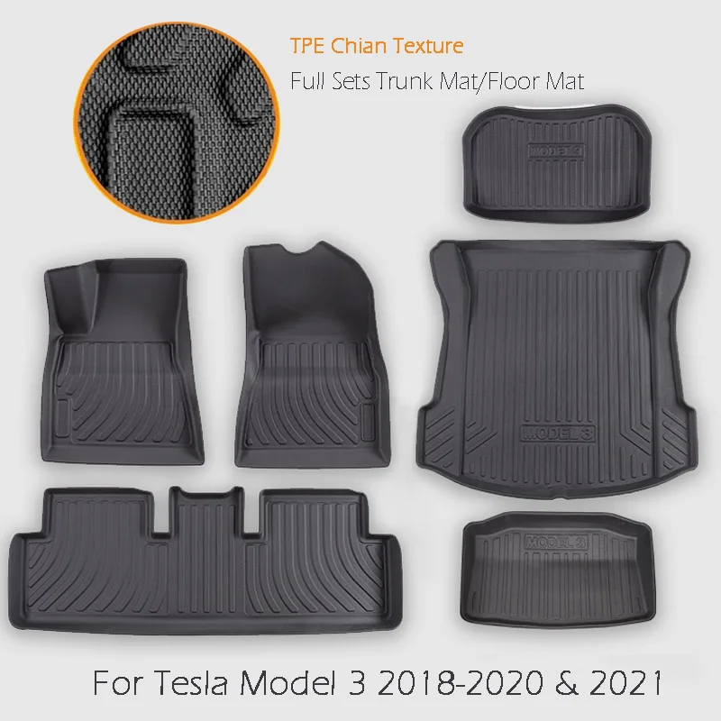 

Полноразмерный напольный коврик Frunk для багажника Tesla Model 3 2021 2018-2020 TPE, коврик для багажника автомобиля, подкладки для лотка, коврик для ног, т...