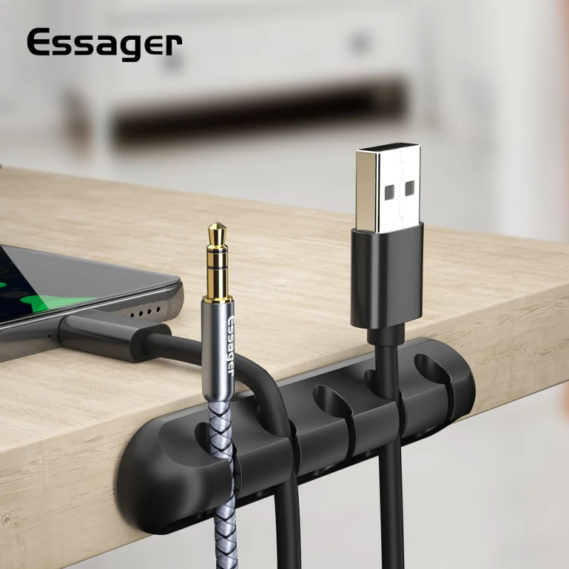 Новый Essager Кабельный организатор USB кабель провод держатель Мышь наушники