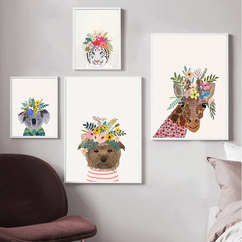 

Koala Dog Giraffe White Tiger Animal Poster Art Print Mural Animal Painting Home Room Decoration