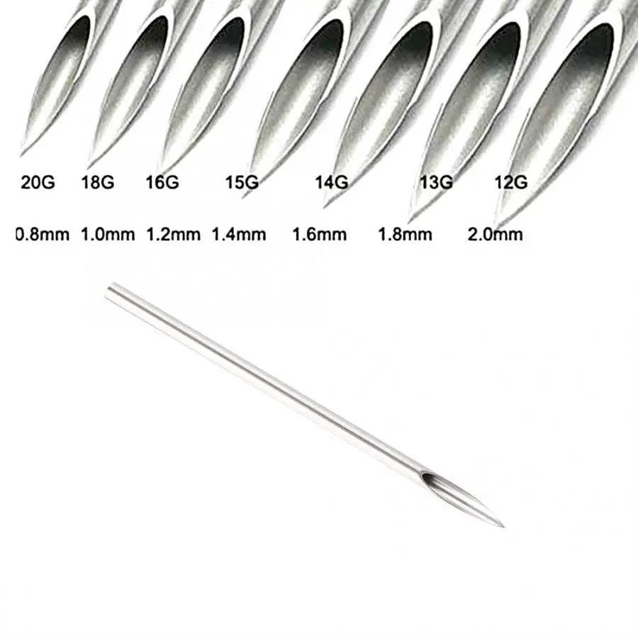 100 шт./корт. Пирсинг иглы для тату пирсинг стерилизованная одноразовая полая игла