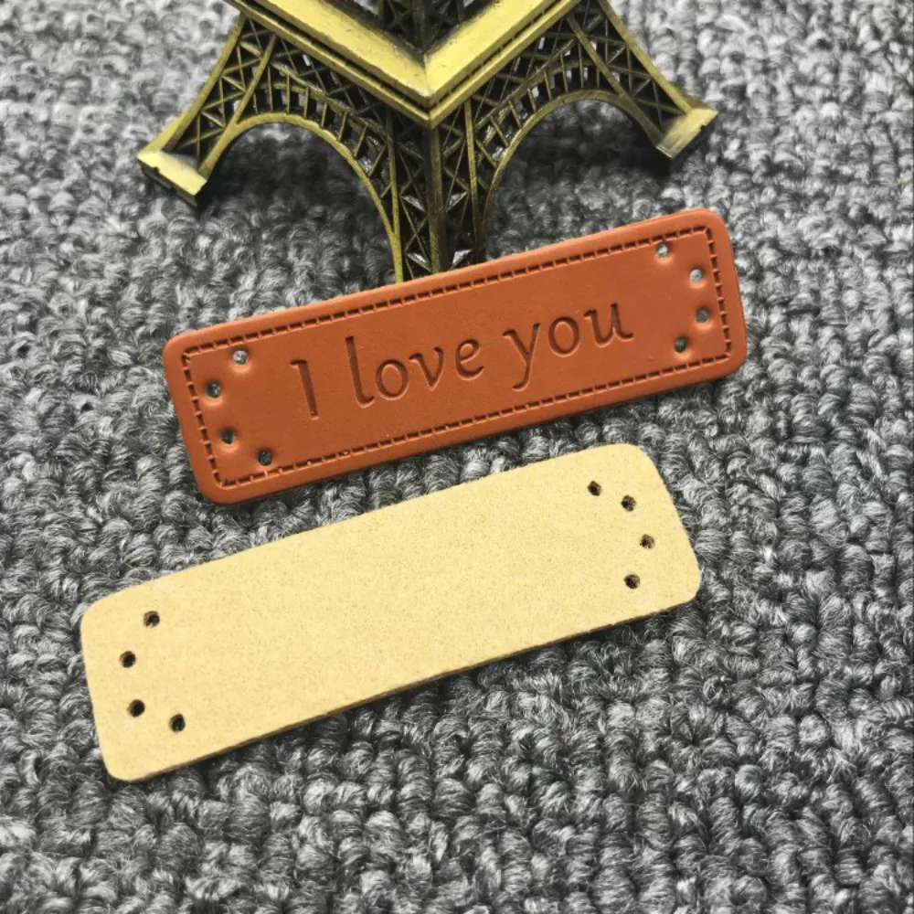 Spot I Love You Маленькая кожаная этикетка для одежды ручной работы из искусственной