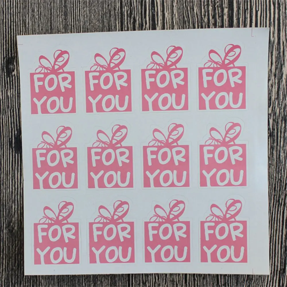 

JESJELIU 60pcs/lot 25*35mm Pink Color For You Stickers DIY Hand Made For Gift Cake Baking Sealing Sticker