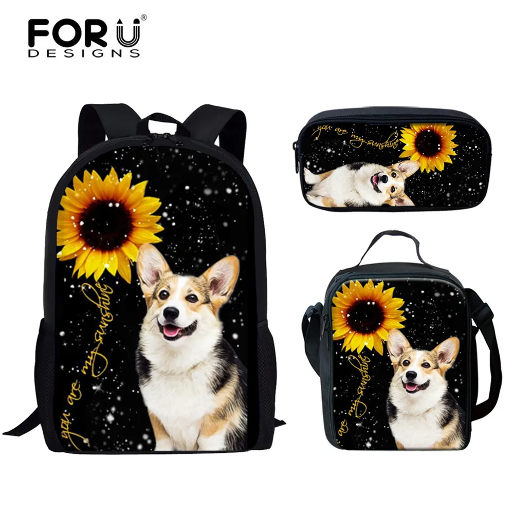 Школьные ранцы FORUDESIGNS Corgi U r my sunshine с милыми животными и собаками для