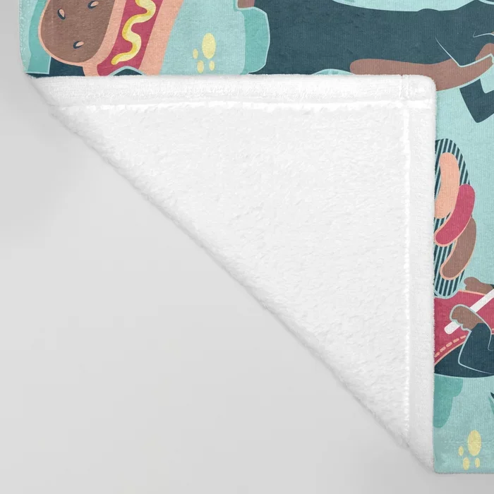 Dachshund Cartoon Throws for Sofa Cute Kids Design Hot dogs and lemonade Blankets Christmas Decorations Home Custom Blanket | Дом и сад