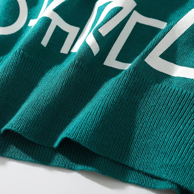 

Hip Hop Knitted Sweater Men Streetwear High Street Statue Retro Overszied Sweater Men Letter Graffiti Harajuku Pullovers Men