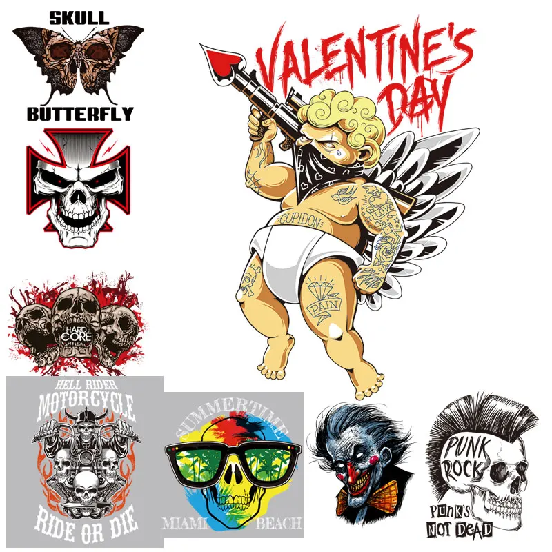 Модные железные наклейки в стиле панк с черепом для одежды на футболку День