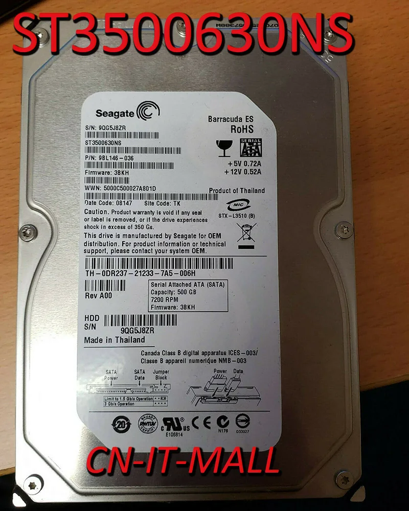 

Seagate BarraCuda ES ST3500630NS 500GB 7200 RPM 16MB Cache SATA 3.0Gb/s 3.5" Hard Drive