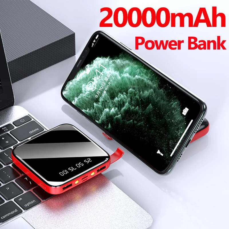 Компактный внешний аккумулятор 20000 мАч быстрое зарядное устройство 2 USB типа C