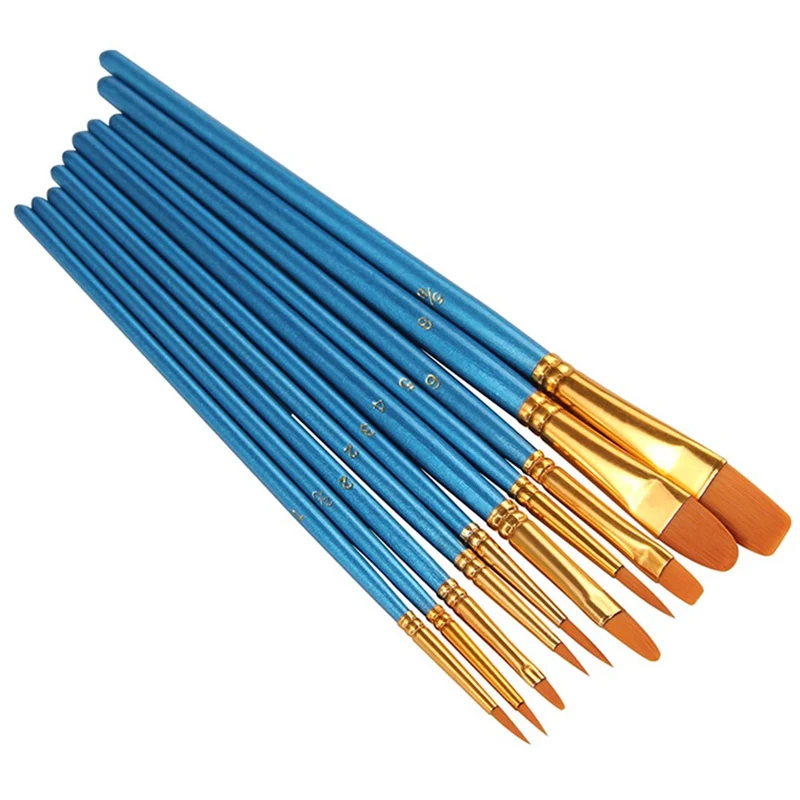 

10 Pcs/Set Fine Hand-painted Thin Hook Line Pen Blue Baton Drawing Art Pen Paint Brush Art Supplies Nylon Brush Special Offer